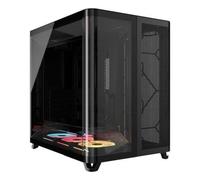 CORSAIR AIR 5400 LX-R RGB iCUE LINK Case per PC panoramico Mid-Tower a tre camere - 3x ventole LX-R RGB a rotore inverso preinstallate, condotti a basso rumore e ad alto flusso d'aria - Nero