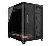 CORSAIR AIR 5400 LX-R RGB iCUE LINK Case per PC panoramico Mid-Tower a tre camere - 3x ventole LX-R RGB a rotore inverso preinstallate, condotti a basso rumore e ad alto flusso d'aria - Nero