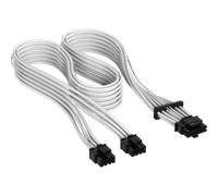 CORSAIR Cavo 12V-2x6 PCIe Gen 5 Premium a 12+4 pin da 600 W, Type 5 Gen 5, rivestito singolarmente, bianco
