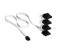 CORSAIR Cavo di alimentazione periferico Elite Premium rivestito singolarmente (4 connettori) Tipo 5 - Bianco