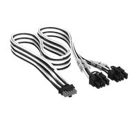 CORSAIR Cavo PCIe Elite Premium da 12 V-2x6 a 2x 8 pin (6+2 split) rivestito singolarmente, nero/bianco