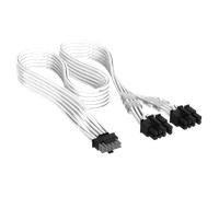 CORSAIR Cavo PCIe Elite Premium rivestito singolarmente, da PCIe 12V-2x6 a 2x 8 pin (6+2 split) - Bianco