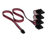 CORSAIR Cavo Premium (stile Molex) per alimentazione periferiche (4 connettori) Type 5 Gen 5 rivestito singolarmente, rosso/nero