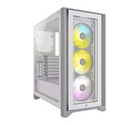 Corsair iCUE 4000X RGB Case ATX Mid-Tower con Vetro Temperato, Pannello Laterale ed Anteriore in Vetro Temperato, Ampio Spazio Interno, Tre Ventole RGB da 120 mm Inclus, Bianco