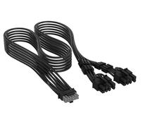 CORSAIR Elite Premium Guaina Individuale cavi alimentatore di PCIe 12V-2x6 a 2x 8 Pin (6+2 Split) - Guaina in paracord a tripla maglia, compatibile con PSU 12V-2x6 - Nero