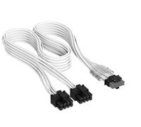 CORSAIR Elite Premium Type 4 con Guaina Individuale cavi alimentatore 2x 8 Pin a PCIe 12V-2x6 600W - Guaina in paracord a tripla maglia, compatibile con PSU Corsair Type 4 - Bianco