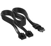 CORSAIR Elite Premium Type 4 con Guaina Individuale cavi alimentatore 2x 8 Pin a PCIe 12V-2x6 600W - Guaina in paracord a tripla maglia, compatibile con PSU Corsair Type 4 - Nero