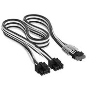 CORSAIR Elite Premium Type 4 con Guaina Individuale cavi alimentatore 2x 8 Pin a PCIe 12V-2x6 600W - Guaina in paracord a tripla maglia, compatibile con PSU Corsair Type 4 - Nero/Bianco