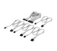 CORSAIR Elite Premium Type 4 Kit Starter di cavi PSU con Guaina Individuale - Guaina in paracord a tripla maglia, compatibile con PSU Corsair Type 4 - Bianco
