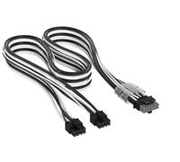 CORSAIR Elite Premium Type 5 con Guaina Individuale cavi alimentatore 2x 8 Pin a PCIe 12V-2x6 600W - Guaina in paracord a tripla maglia, compatibile con PSU Corsair Type 5 - Nero/Bianco