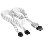 CORSAIR Elite Premium Type 5 con Guaina Individuale cavi alimentatore 2x 8 Pin a PCIe 12V-2x6 600W - Guaina in paracord a tripla maglia, compatibile con PSU Corsair Type 5 - Bianco