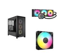 CORSAIR FRAME 4000D RS ARGB Case Modulare Mid-Tower ATX per PC + NAUTILUS 360 RS Raffreddatore CPU a Liquido + RS120 120 mm PWM Ventola Pacchetto - Nero