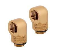 Corsair Hydro X Series Adattatore Rotante a 90 gradi, Confezione Doppia (Filettatura G1/4 BSPP, Durata in Ottone Massiccio, Meccanismo di Rotazione Sicuro, Ottimizzato Per Portate Elevate) Oro