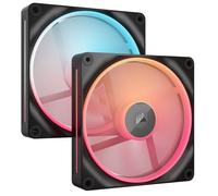 CORSAIR iCUE LINK LX140-R RGB 140mm Ventole PWM Invertite - Kit Doppia Ventola - Basso Rumore, CORSAIR Cuscinetto Magnetico a Cupola, Doppio Anello Luminoso, Viti QuikTurn™, Modalità Zero RPM - Nero