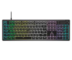 CORSAIR K55 CORE RGB Membrana Wired Gaming K55 - Interruttori silenziosi e reattivi - Resistente alle fuoriuscite - RGB con dieci zone - Tasti multimediali - iCUE Compatibile - QWERTY NA - PC, Mac -