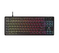 Corsair K55 Core TKL RGB Tastiera da gaming - Tenkeyless, RGB a 8 zone, tasti a membrana silenziosi, a prova di perdite, tasti multimediali, polling 1000 Hz, layout UK, colore: nero