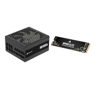 CORSAIR RM1000x Alimentatore ATX a Basso Rumore Completamente Modulare + MP600 ELITE 2TB M.2 PCIe Gen4 x4 NVMe SSD Pacchetto - Nero