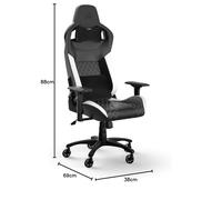 Corsair Sedia da gioco T1 RACE (2023) - Design ispirato alle gare - Esterno confortevole in similpelle - Costruzione in acciaio - Braccioli 4D - Nero/Bianco