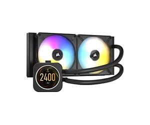 Corsair Sistema di raffreddamento a liquido per CPU iCUE H100i ELITE LCD, Schermo LCD IPS personalizzabile, 40 LED RGB, Ventole da 120 mm, Radiatore da 240 mm, COMMANDER CORE incluso, nero