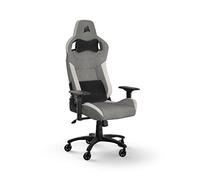 Corsair T3 RUSH Fabric (2023) Sedia da Gioco, Tessuto Esterno Morbido Traspirante, Cuscino Cervicale Regolabile e supporto Lombare in Memory Foam, Grigio/Bianco