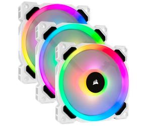 CORSAIR Ventola LL120 RGB, Dual Light Loop RGB LED PWM bianco da 120 mm, confezione tripla con Lighting Node PRO