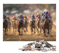 Corse di cavalli Puzzle in Legno Adulto 300 Pezzi Per Gioco Familiare Gioco Education Regalo Per Amore E Amico Decorazione Interna Unica Stress Relief Toy 300pcs (40x28cm)