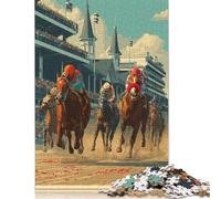 Corse di cavalli Puzzle in Legno Adulto 300 Pezzi Puzzle Gioco Education Regalo Per Amore E Amico Per Gioco Familiare Decorazione Interna Unica Stress Relief Toy 300pcs (40x28cm)