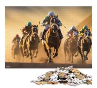 Corse di cavalli Puzzle in Legno Per Adulti Puzzle 500 Pezzi Gioco Education Regalo Per Amore E Amico Decorazione Interna Unica Per Gioco Familiare Stress Relief 500pcs (52x38cm)