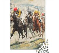 Corse di cavalli Puzzle in Legnos 1000 Pezzi Puzzle Adulto Decorazione Interna Unica Divertimento Gioco Regalo Per Amore E Amico Per Gioco Familiare Stress Relief 1000pcs (75x50cm)