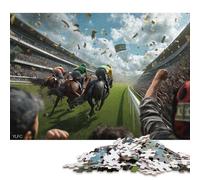 Corse di cavalli Puzzle Per Adulti Puzzle in Legno 500 Pezzi Gioco Education Per Gioco Familiare Regalo Per Amore E Amico Decorazione Interna Unica Stress Relief 500pcs (52x38cm)