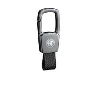 CoRser Auto Pelle Portachiavi, per Alfa Romeo Giulia Stelvio Anti-Perso Girevole Uomo Donna Regali Famiglia Anello Chiave Accessori,A-M