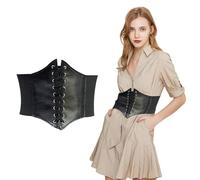Corset Top da donna, Corset Top, cintura elastica nera con lacci, corsetto con lacci, cintura in stile retrò, cintura da donna, Nero , Taglia unica