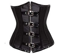Corsetto Bustino Donna Sexy Donne Gotiche Steampunk in Finta Pelle Corsetto Sottoseno Vita Che Scolpisce Il Corpo Che Modella La Clip-Black_L