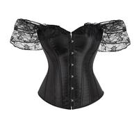 Corsetto Cincher Sottoseno con Lacci da Donna Bustino Modellante, Maniche in Pizzo in Raso Corsetto Stile Palazzo con Gancio E Occhio, Cintura Elastica in Vita con Corsetto con Lacci da Don