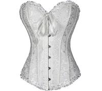 Corsetto da donna con lacci, taglie forti, in raso, con stecche - bianco - 6X-Large