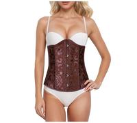 Corsetto da donna in broccato con lacci, overbust disossato, stile vintage | Bustino overbust in broccato che stringe la vita e lusinghiera il busto per giorno, notte e vestito