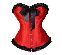 Corsetto da donna nero petto intero bustino gotico Corsage Burlesque Top Raso Push Up Canottiera Steampunk Camicetta Vintage Grandi Taglie Camicetta Corset Gilet Intimo, O rosso., S