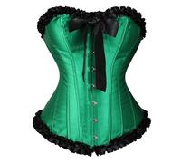 Corsetto da donna nero petto intero bustino gotico Corsage Burlesque Top Raso Push Up Canottiera Steampunk Camicetta Vintage Grandi Taglie Camicetta Corset Gilet Intimo, O verde, S