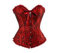 Corsetto da donna, per addominale, supporto toracico, classico, cocktail, discoteca, spicy girl, modellante, body building, biancheria intima, Colore: rosso, S