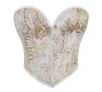 Corsetto Donna Elegante,Body Modellante con Corsetto Sopra Il Seno, Stile Rinascimentale Floreale Da Donna, Stile Vittoriano, Retrò, con Lacci E Stecche, Push-Up, per Uscire, Colore Oro, Taglia M