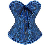 Corsetto Donna Floreale Nero Con Bordo in Pizzo - Bustino Cuore Elegante Sexy Shapewear Lingerie Push up Body - Offerte