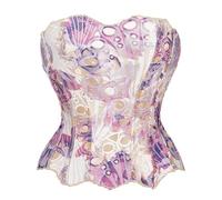Corsetto Donna in Pizzo Bustino Corsetto Donna Fronte Aperto Disossato Corpetto Top Floreale Curvy Bustier Vittoriano Palazzo Abito Sexy Canotta Regolabile Corset Bodyshaper da Matrimoni Carnevale