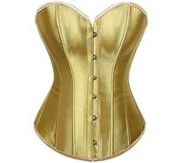 Corsetto Donna Medievale,Corsetto In Raso Semplice Da Donna Taglie Forti, con Lacci E Stecche, Lingerie Gotica, con Vita Alta, Push-Up, Body Modellante, per Uscire, Feste, Clubwear, Colore Oro 3Xl