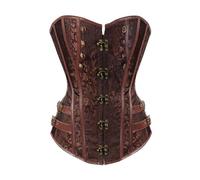 Corsetto gotico da donna leggero modellante con fibbie in corno per allenamento della vita punk e look liscio sotto i vestiti, Marrone, XXL
