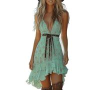 Corsetto medievale cinturino in pelle profondo scollo a V abiti occidentali cravatta anteriore in pizzo rosso abito medievale costume adulto, Verde menta, XXL