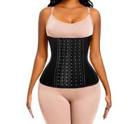 Corsetto Modellante Waist Trainer da Donna, Corsetto Pancia Piatta, con estensore con Supporti in Acciaio - Nero - XXX-Small