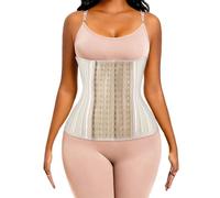 Corsetto Modellante Waist Trainer da Donna, Corsetto Pancia Piatta, con estensore con Supporti in Acciaio - Beige - XXX-Small