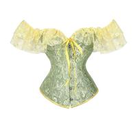 Corsetto Nero Pirata Lingerie Corsetto Donna per Vestire Bustier Cortigiano Overbust Gotico, Pancia Piatto Dieta Natale e Halloween Carnevale, verde, S