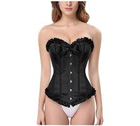 Corsetto Rosso E Nero Donna Satin Floreale Gotico Lingerie Pirata Medievale Corset Halloween Corpetto Modellante Retro Corsetti Dimagrante Bustier Corsage Bustini Push Up Elegante Stringivita Bustino