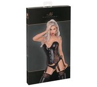 Corsetto sexy con stampa leopardata e 6 reggicalze, nero S